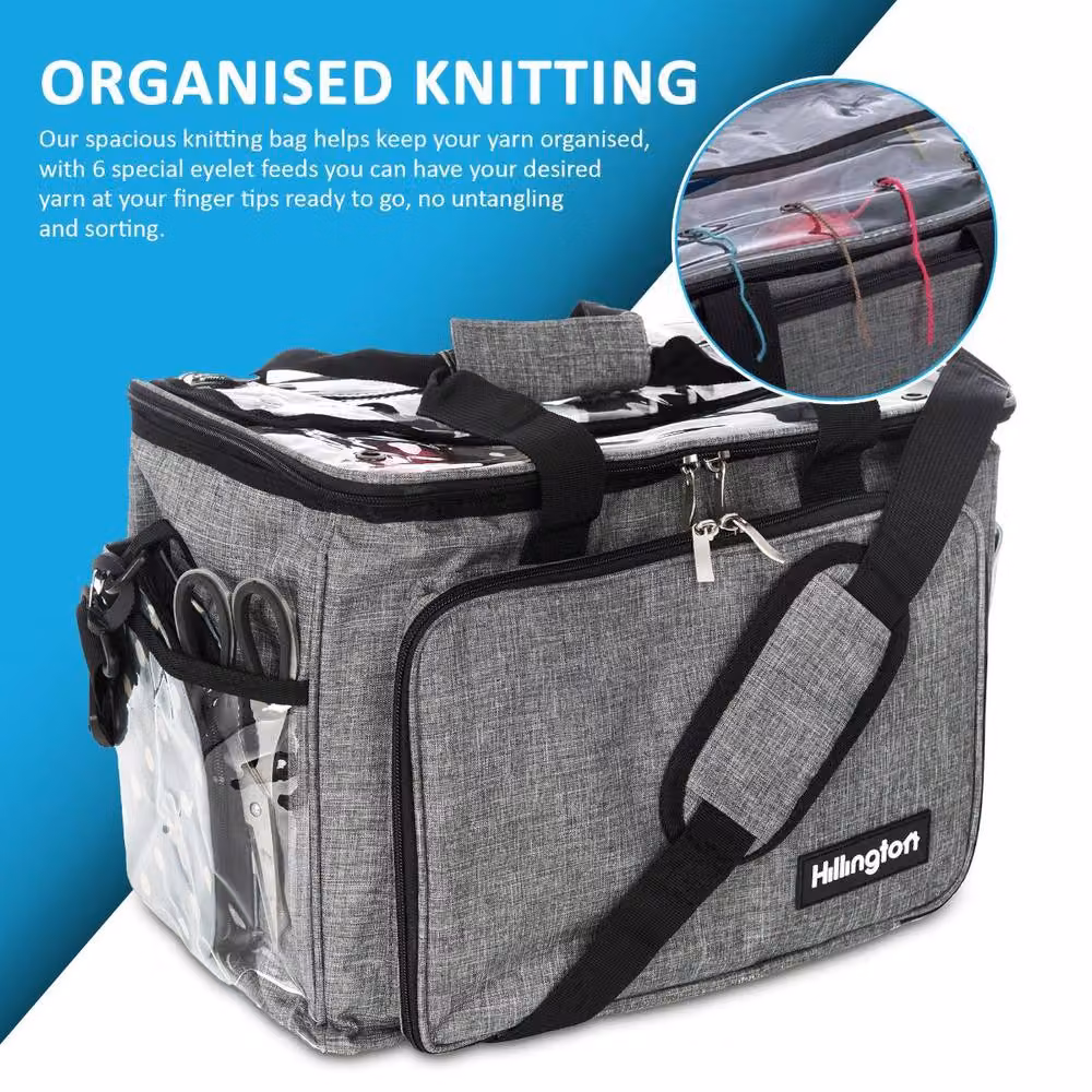 Hillington Knitting Storage Bag in Grey with Handles – 4
