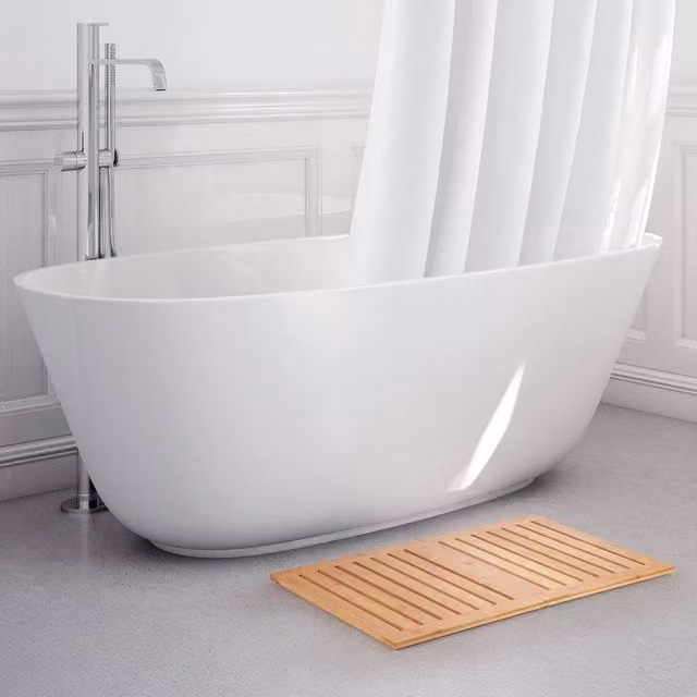EONLION Non-Slip Slatted Duckboard Shower Mat in Brown