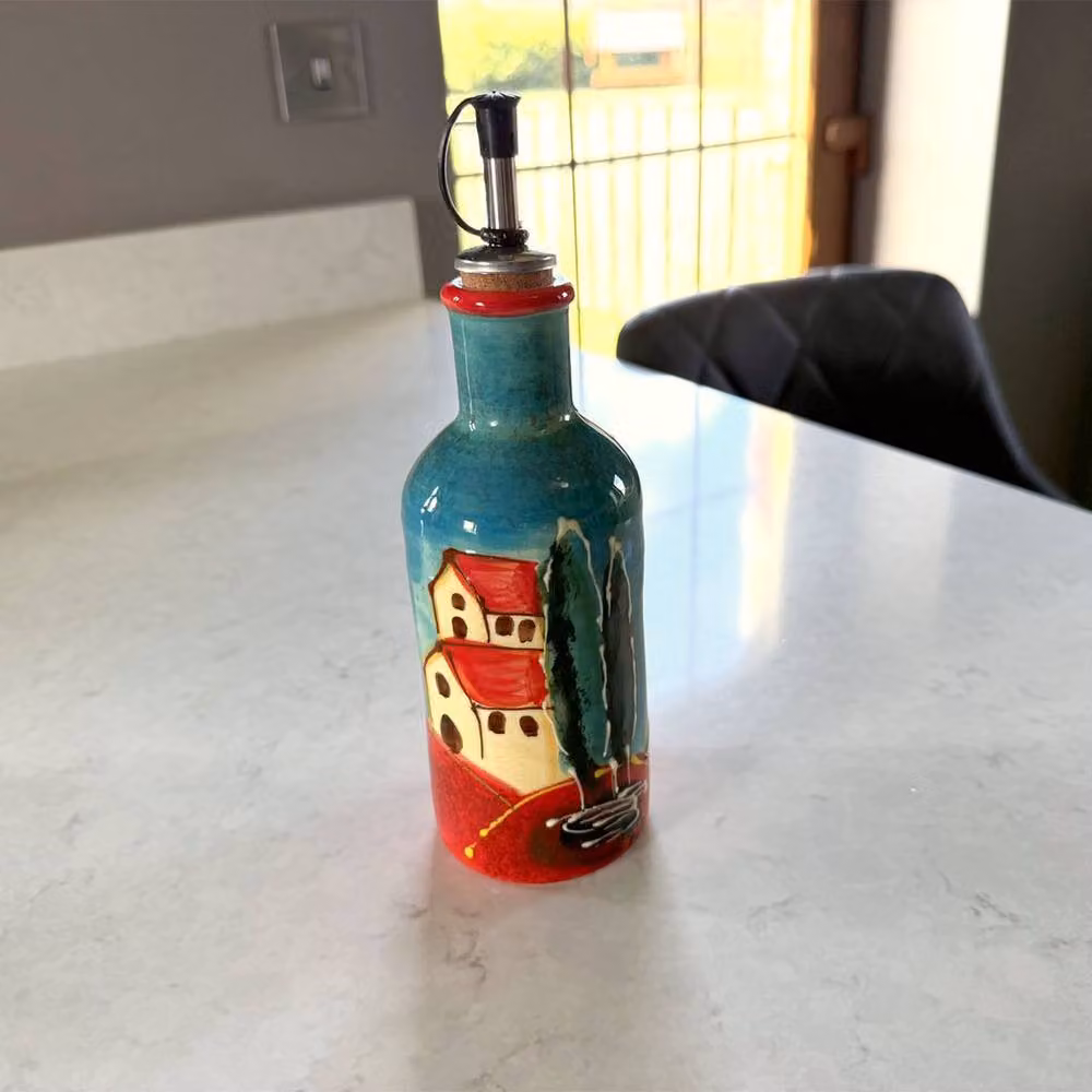 Verano Spanish Ceramics Tuscany Multicolour Ceramic Tall Round Oil Pourer/Drizzler, Height: 18 cm – 3