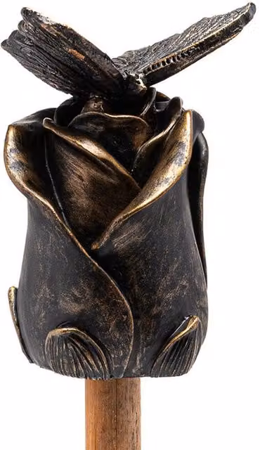 Jardinopia Butterfly On Rose Cane or Stake Topper in Bronze, W: 4 cm, D: 5 cm, H: 8 cm