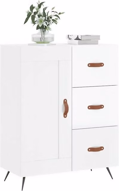 Berkfield Home Modern High Gloss White Sideboard W/D/H: 69.5 x 34 x 90 cm