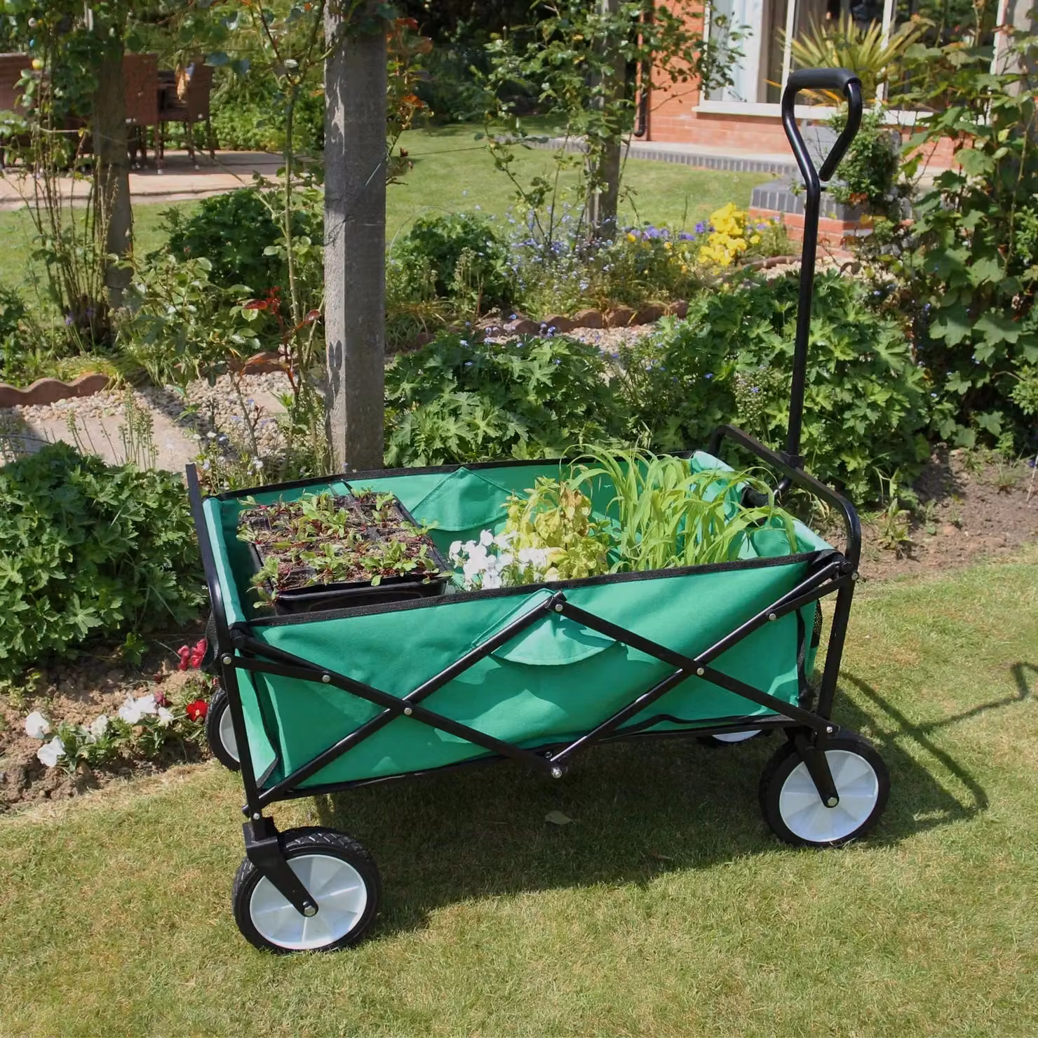 Monstershop Foldable Garden Cart in Green Steel – 2