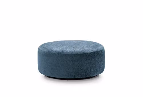 Abakus Direct Harriet Large Swivel Footstool in Blue Crushed Chenille, Diameter: 100 cm, H 40 cm x W 100 cm x D 40 cm