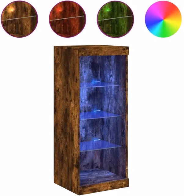 Berkfield Home Modern Smoked Oak Sideboard with Integrated LED Lights, Brown, W/D/H: 41 x 37 x 100 cm – 1