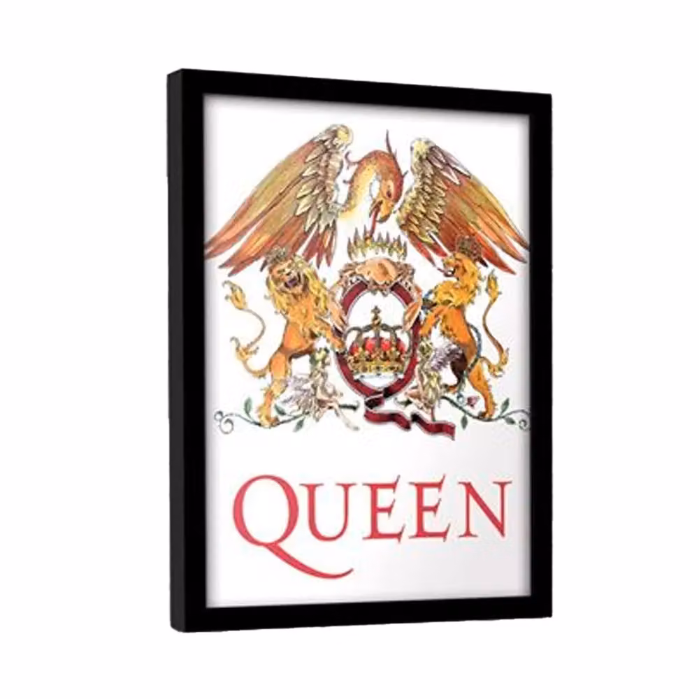 Queen Crest Typography Framed Paper Poster in White – 2
