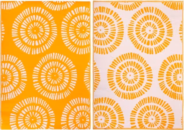 Gardenisita Modern Geometric Patterned Outdoor Garden Rug in Yellow