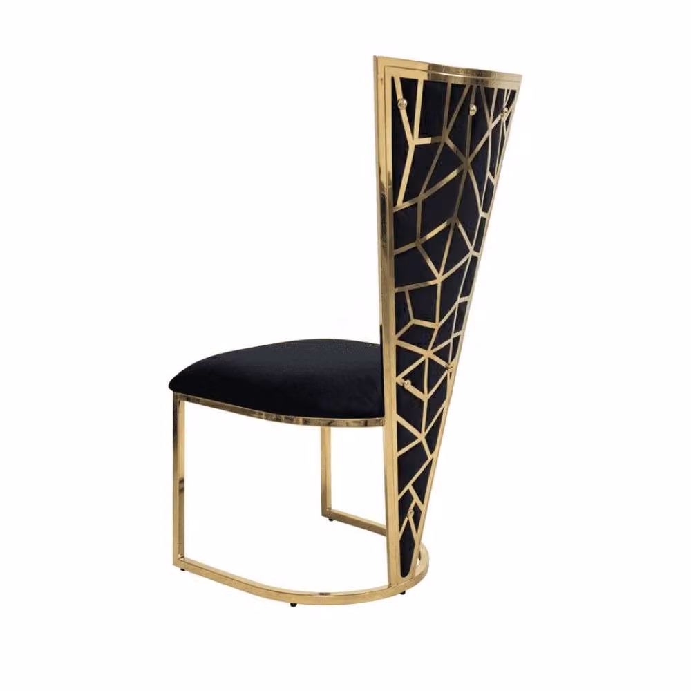 Home Luxe Interior Vienna Set of 2 Modern Dining Chairs in Black and Gold Velvet with Metal Geometric Accents – 4