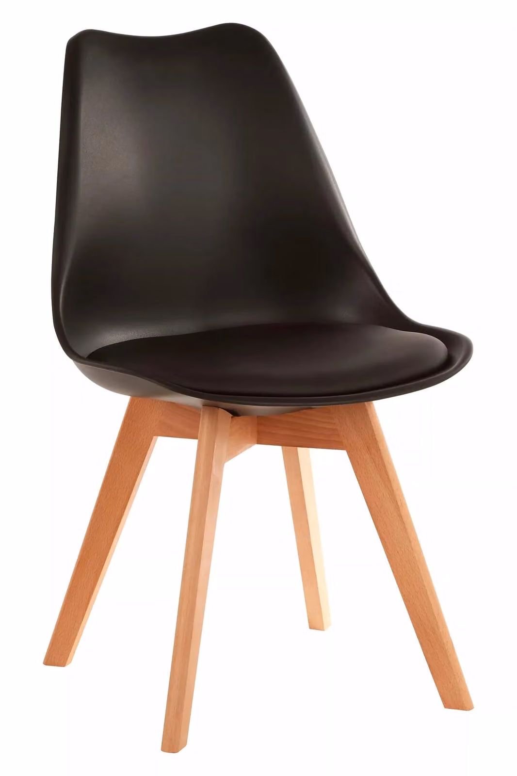 Orsina Stockholm Black Dining Chair with Synthetic Leather Cushion and Beech Wood Legs – 2