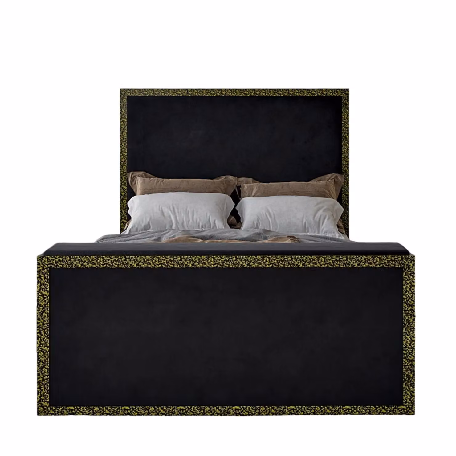 HOB Furniture Washington Metal TV Bed in Black Luxury French Velvet, Double (140 x 200 cm) – 3