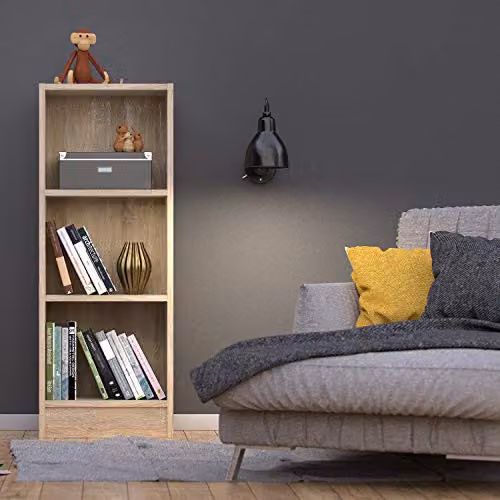 Furniture To Go Basic Low Narrow Bookcase with 2 Shelves in Oak Brown, W/D/H: 40.6 x 26.72 x 107.2 cm – 3