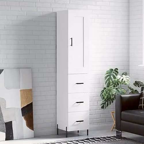 vidaXL Modern White Highboard with Hinged Doors and Internal Shelves, W/D/H: 34.5 x 34 x 180 cm – 2