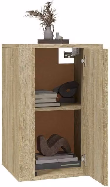 Berkfield Home Set of 2 Wall Mounted TV Cabinets in Sonoma Oak, Light Tan, W: 40 cm, D: 34.5 cm, H: 60 cm