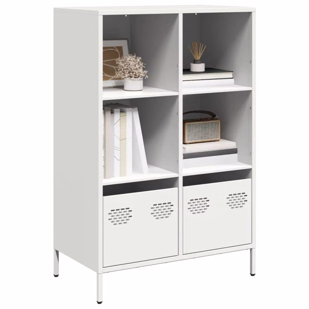 Berkfield Home Highboard in White Steel, W/D/H: 68 x 39 x 103.5 cm – 2