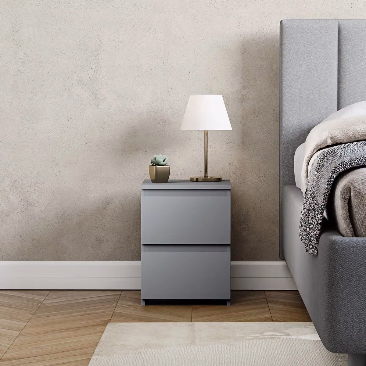 Vida Designs Denver 2 Drawer Bedside Cabinet in Grey – 4