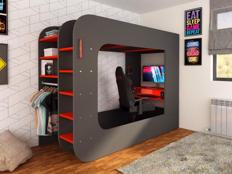 Dreams Marshall Loft Pod Gaming High Sleeper for Children in Black, Red or Grey