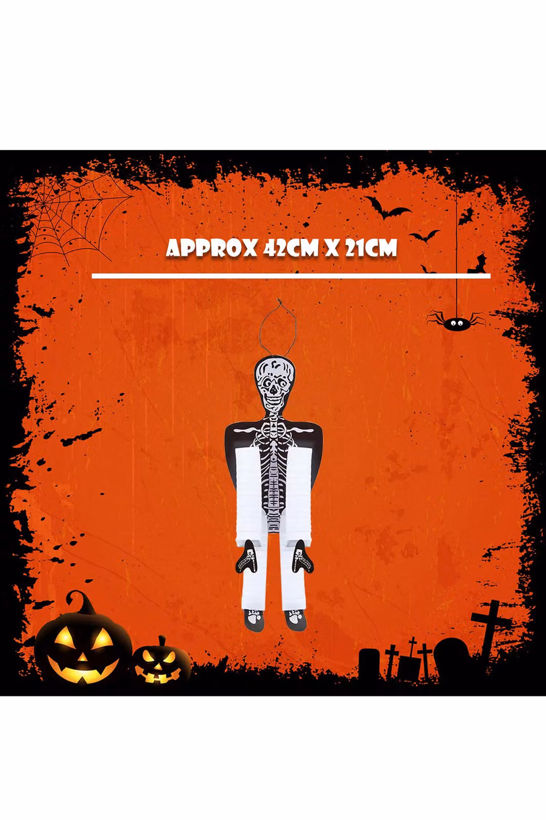 VFM e-Store White Hanging Skeleton Halloween Decoration, 90 cm – 2
