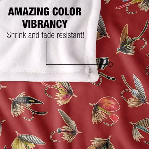 JQ Licensing Fly Fishing Lures Pattern Super Soft Fleece Throw Blanket, Multicolour, W: 91 cm, D: 147 cm – 3