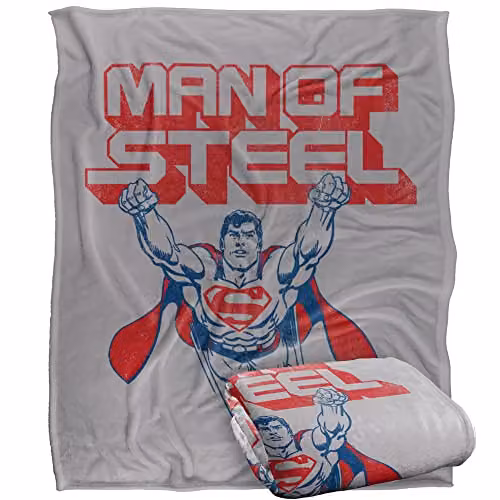 LOGOVISION Superman Retro Officially Licensed Super Soft Fleece Throw Blanket, White, W/D/H: 152 x 127 cm – 1