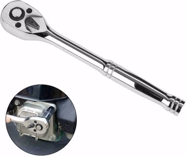 FLAVORA Professional 3/8 inch Drive Quick Release Ratchet Handle in Silver
