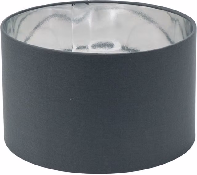 ValueLights Reni Fabric Cylinder Ceiling Lamp Shade with Metallic Inner in Charcoal, Black and Chrome