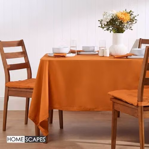 HOMESCAPES Plain Cotton Rectangular Tablecloth in Burnt Orange, W: 137 cm x L: 178 cm – 2