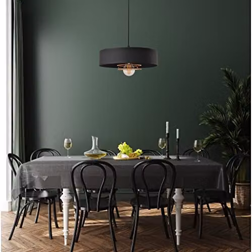 Netlighting Helam Babilon Cylindrical Pendant Ceiling Light in Black and Gold/Brass, Diameter: 30 cm – 2