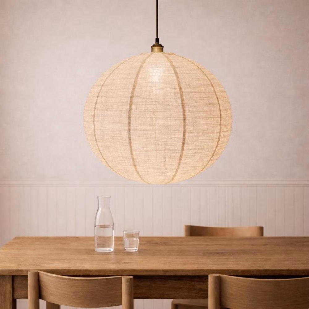 CGC Lighting Sybil Handmade Linen Easy Fit Round Globe Lampshade in Beige, Diameter: 50 cm – 2