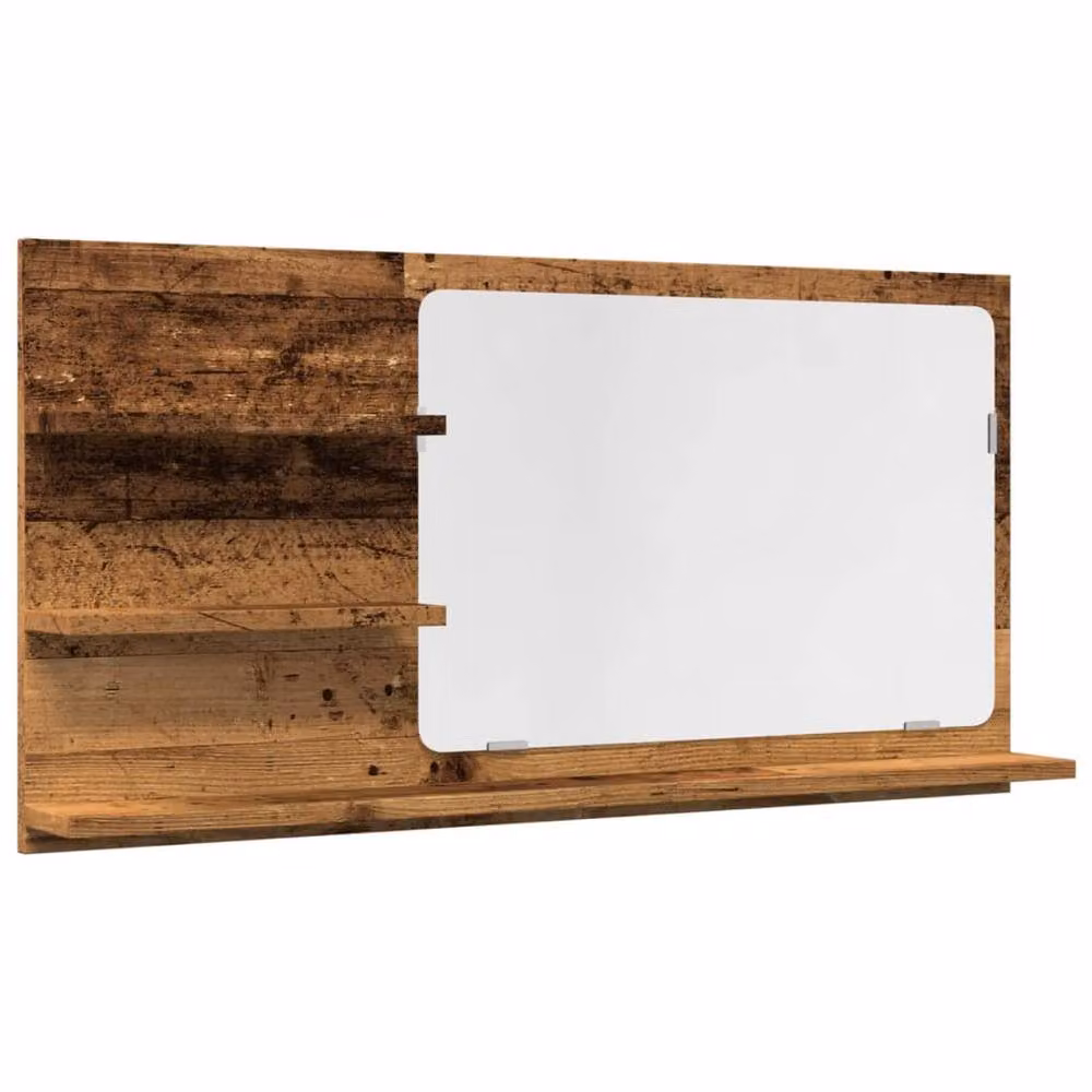 Berkfield Home Rustic Old Wood Bathroom Mirror Cabinet in Brown, W/D/H: 90 x 11 x 45 cm – 2