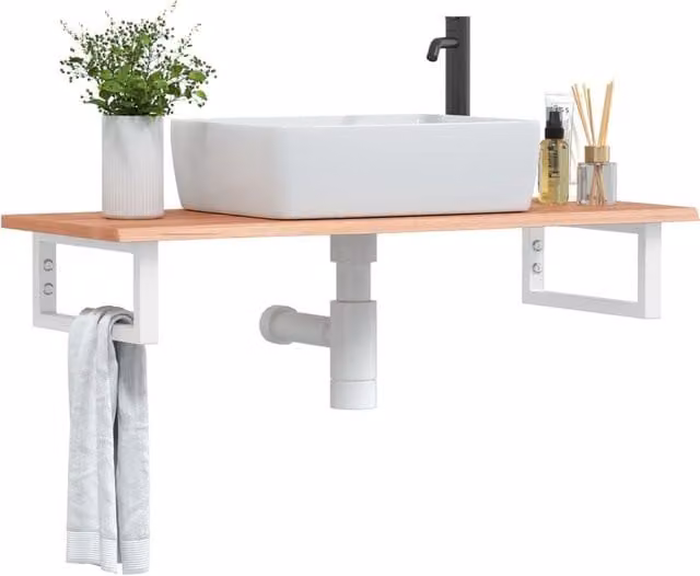 Berkfield Home Wall Mounted Basin Shelf in Brown Oak and Steel