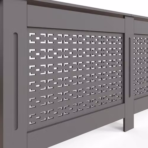 FWStyle Grey Geometric Extra Large Radiator Cover Shelf Cabinet, W: 82.3 cm, H: 172 cm, D: 19 cm – 3