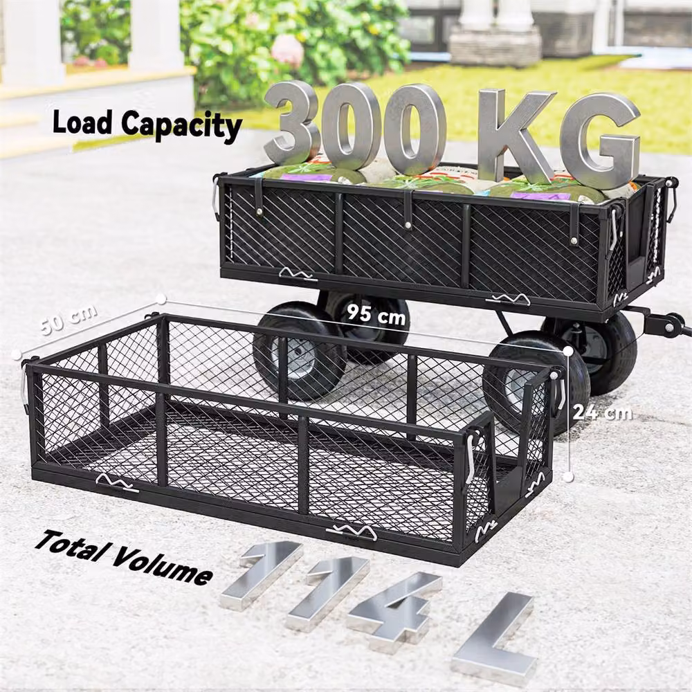 EONLION Black Garden Trolley Cart with Liner – 2