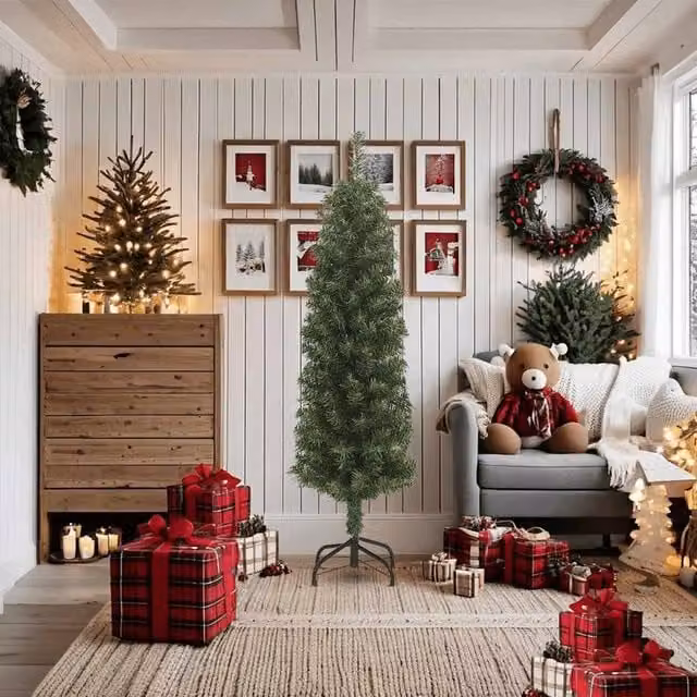 Berkfield Home Slim Artificial Christmas Tree in Green with Stand, Height: 180 cm – 1