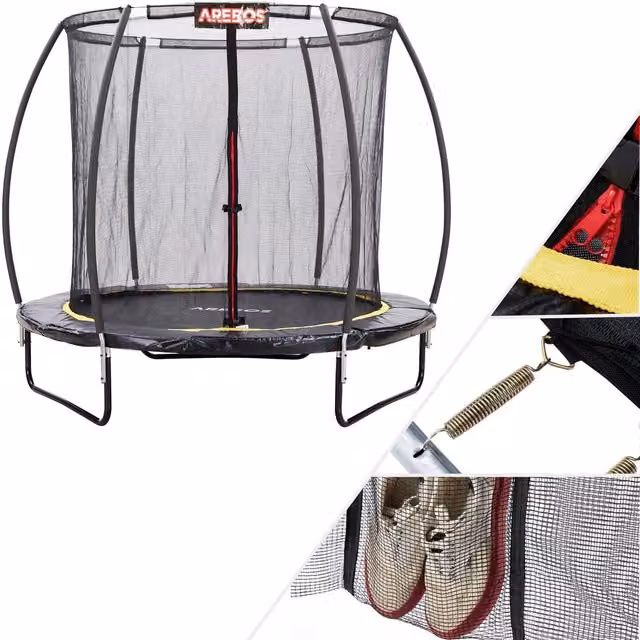 AREBOS Outdoor Trampoline Complete Set, Black, Diameter: 244 cm