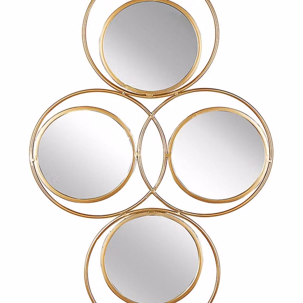 Wyld and Coco Living Gold 4-Piece Minimalist Hanging Wall Mirror Set, W: 50 cm, H: 80 cm – 2