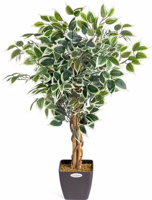 Christow Artificial Green Tree in Wood and Plastic Pot, Height: 90 cm