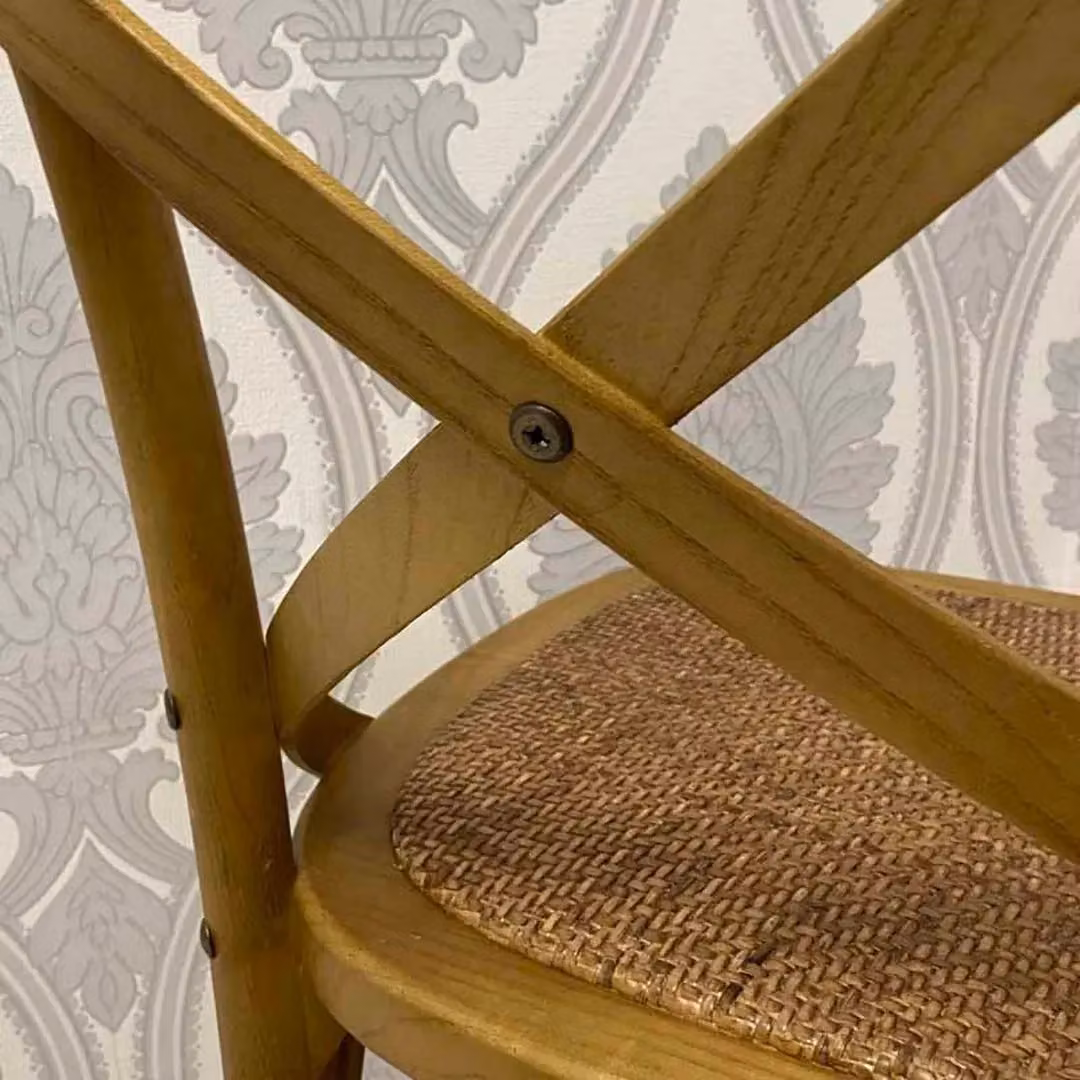 Minster French Cross Back Dining Chair in Brown Wood, W: 49 cm, D: 46 cm, H: 88 cm – 5