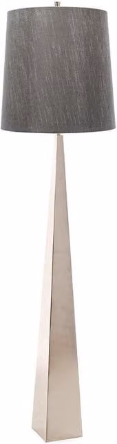 Netlighting Ascent Modern Floor Lamp in Grey with Polished Nickel and Fabric Shade, E27