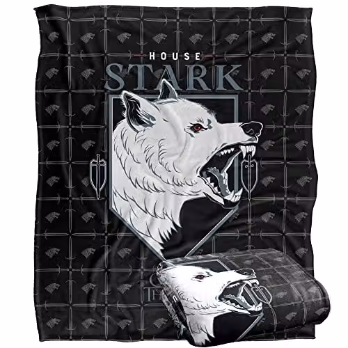 LOGOVISION Game of Thrones House Stark Silky Touch Super Soft Fleece Throw Blanket, White, W: 152 cm, D: 127 cm