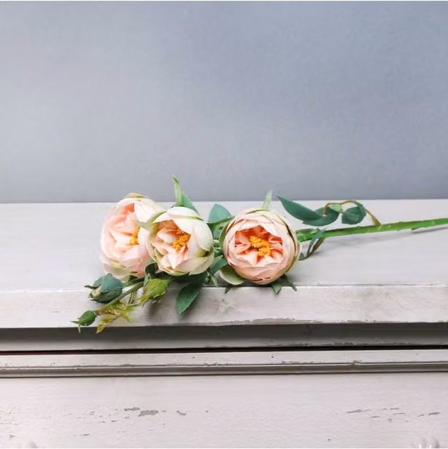 KDMD Tintagel Vintage Hedgerow Rose Spray in Peach, Orange and Pink, 2 Pack
