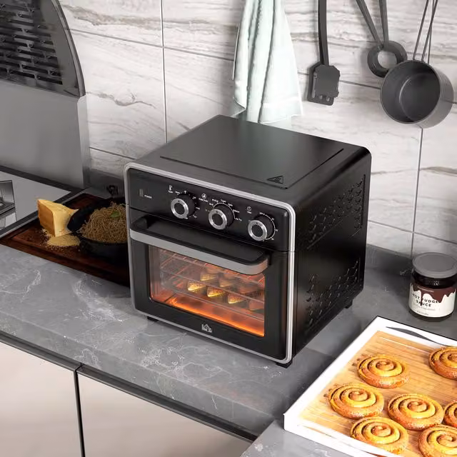 HOMCOM Multifunction Air Fryer and Convection Mini Oven, Black
