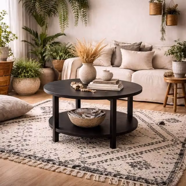 Wyld Haus Westbrook Black Coffee Table, Square Matt Wood Design, W/D/H: 80 x 80 x 40 cm – 1