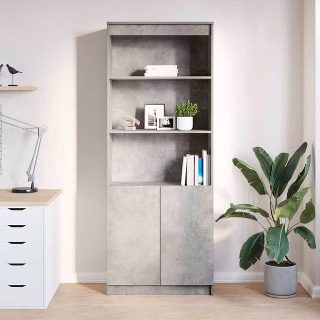 Berkfield Home Modern Highboard in Concrete Grey, W/D/H: 70 x 35 x 180 cm – 1
