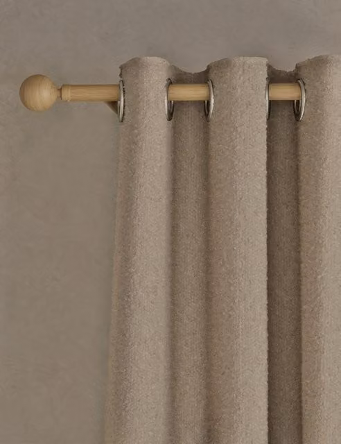 M&S Taupe Bouclé Eyelet Curtains