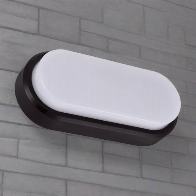 CGC Sonny Black Opal Oval LED Outdoor Wall Light Bulkhead, 18W, Black