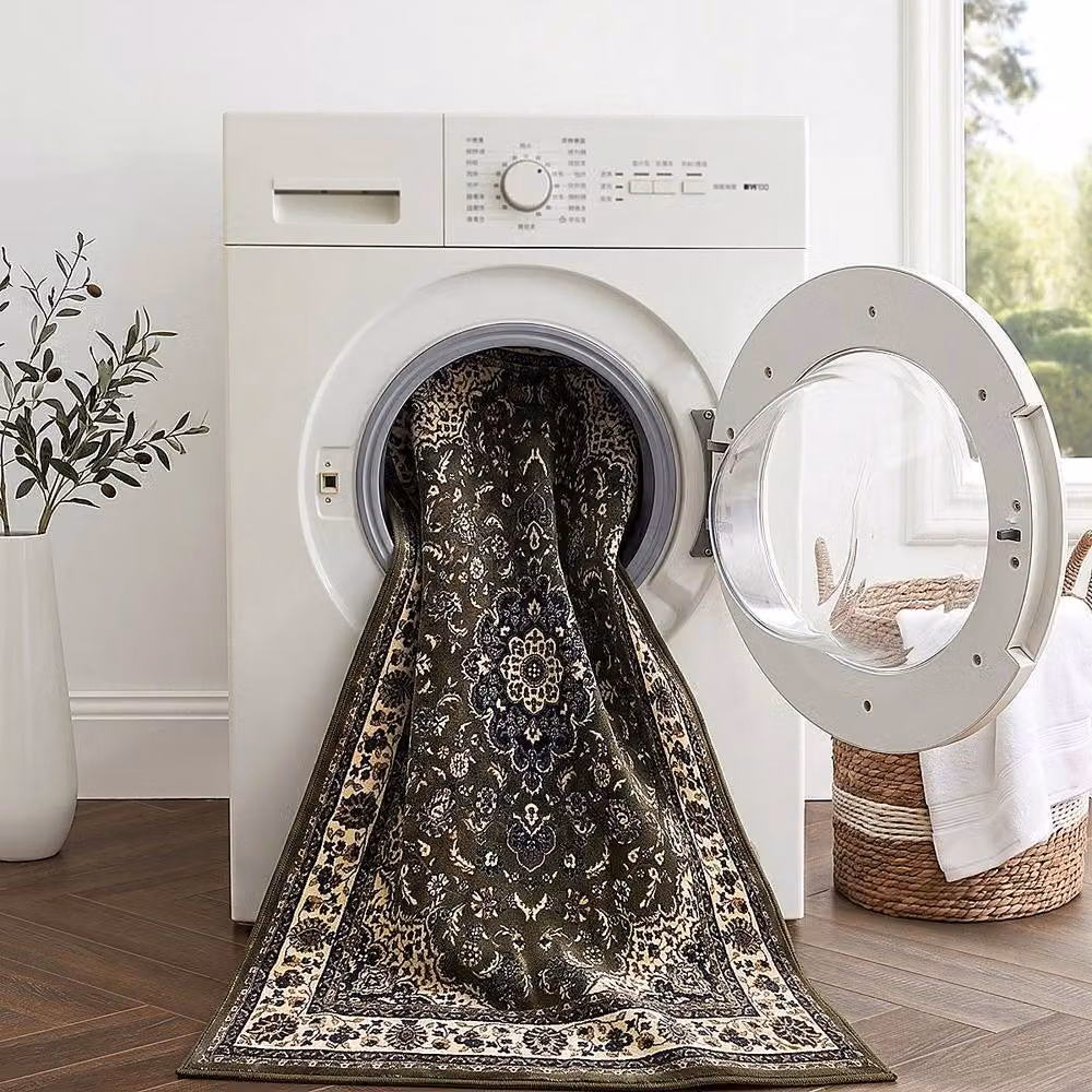 YnysTec Vintage Print Washable Non-Slip Rug in Green, W 60 cm x L 110 cm – 5