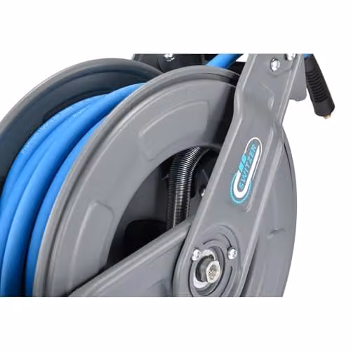 SwitZer Heavy Duty Retractable Air Hose Reel with 20m Hybrid Polymer Hose, Grey, Wall Mounted Steel Construction – 4