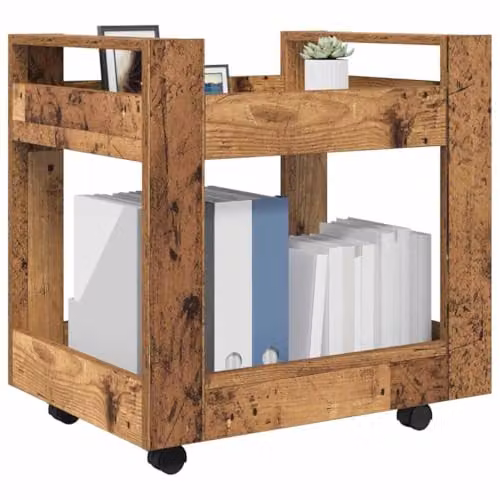 vidaXL Modern Desk Trolley in Old Wood Brown, W/D/H: 60 x 45 x 60 cm
