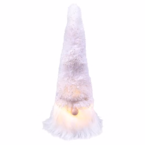 mysmartbuy Set of 2 White and Gold Scandinavian Christmas Gonks with LED Light Up Faces, Height: 22 cm and 18 cm – 3