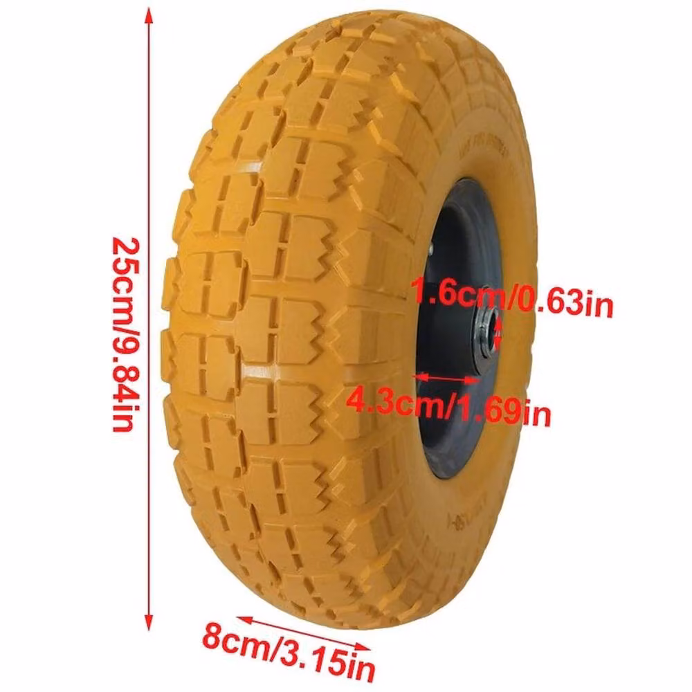 SPETLEK Puncture Proof Solid Rubber Sack Truck Trolley Casters in Yellow with Galvanised Steel Plate, W: 520 mm, H: 25 mm, D: 8 mm – 2