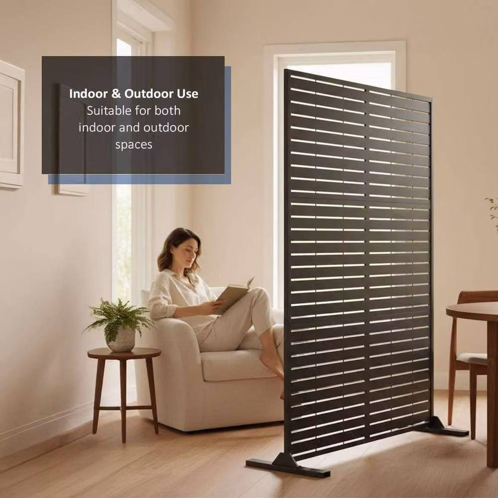 Nicoman Metal Outdoor Privacy Screen with Stand, Black, W: 90 cm, D: 40 cm, H: 180 cm – 5